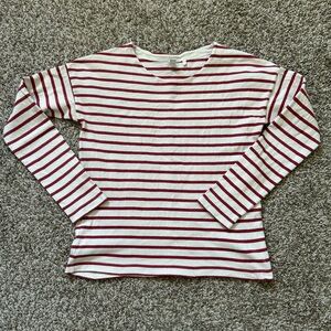 Petit Bateau Red and White Striped Long Sleeve Tee